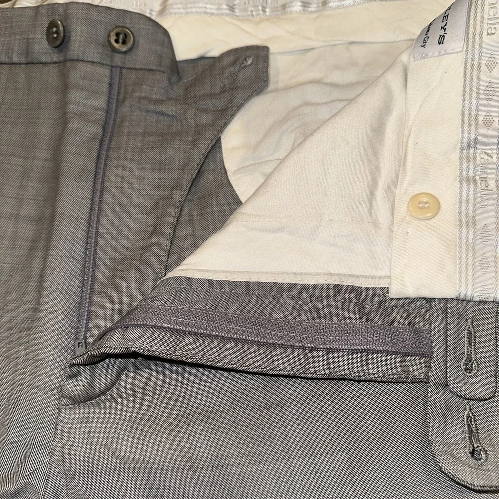 ZANELLA Men's Grey TODD Flat Front Wool Dress Pants 40X26(read) Graph Check(?)‎